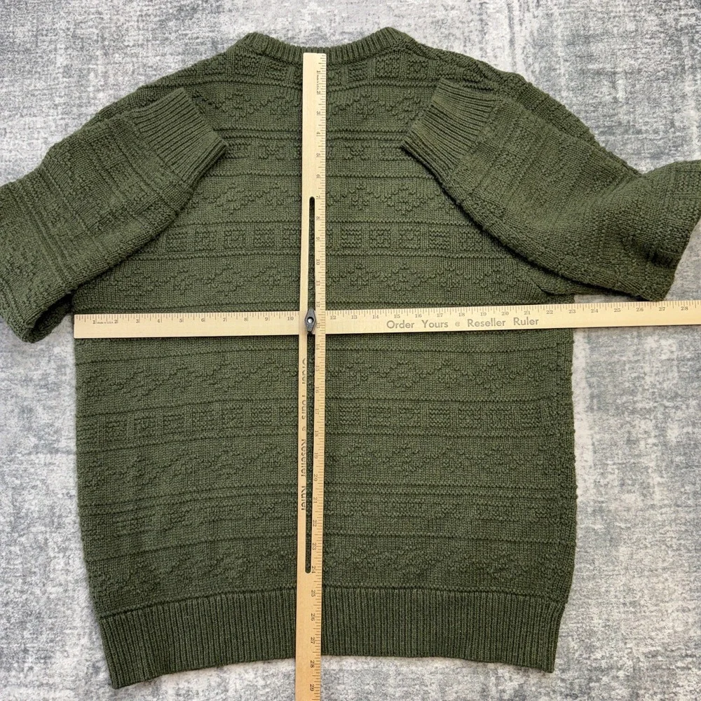 J Crew Sweater Mens XL Green Guernsey Stitch Textured Knit Fisherman Crewneck - Picture 8 of 9